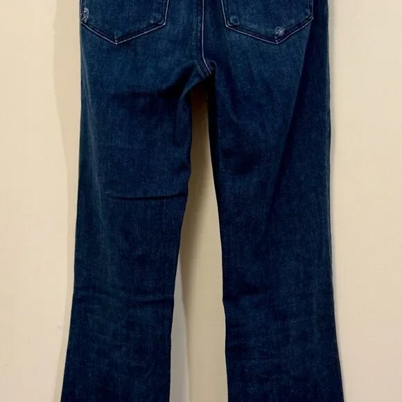 Paige Premium Denim High Rise Laurel Canyon Jeans — Dark Wash Slit Flare (W 24) - Picture 6 of 8